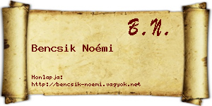 Bencsik Noémi névjegykártya