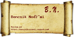 Bencsik Noémi névjegykártya